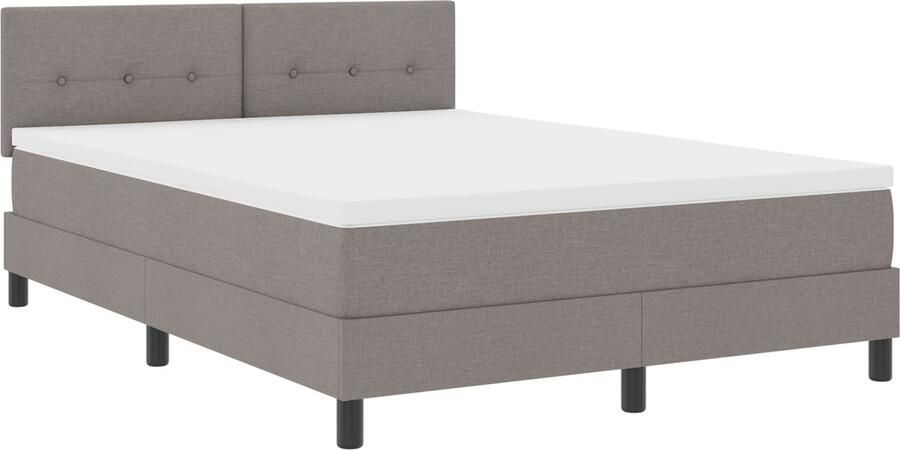 VidaXL Boxspring Bed met Matras Taupe 140x190 cm Stof - Foto 2