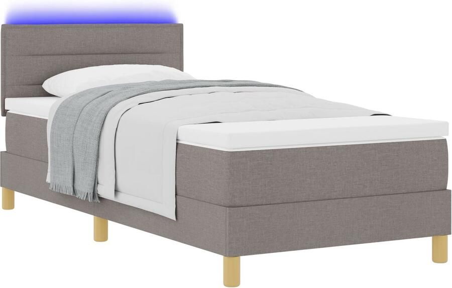 VidaXL Boxspring bed met matras met hoofdeinde Taupe 90 x 190 cm Stof - Foto 2