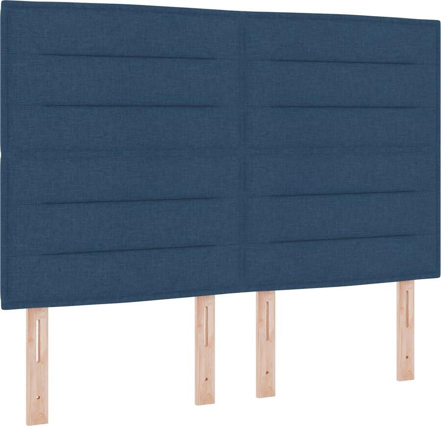 VidaXL Boxspringbed met matras en LED-verlichting in blauw 160 x 200 cm stoffen