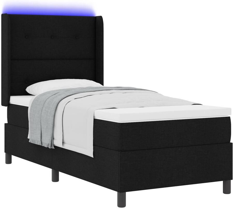 VidaXL Boxspring Bed met Matras & LED Donkerbruin 80x200 cm Stof Set van 6 - Foto 2