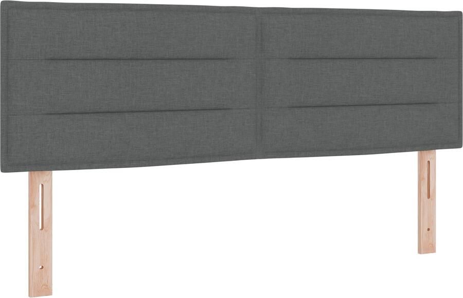 VidaXL Boxspring Bed met Matras Donkergrijs 160x200 cm Stoffen Hoofdbord Lijnen Ontwerp Donkergrijs 160 cm Stoffen - Foto 2