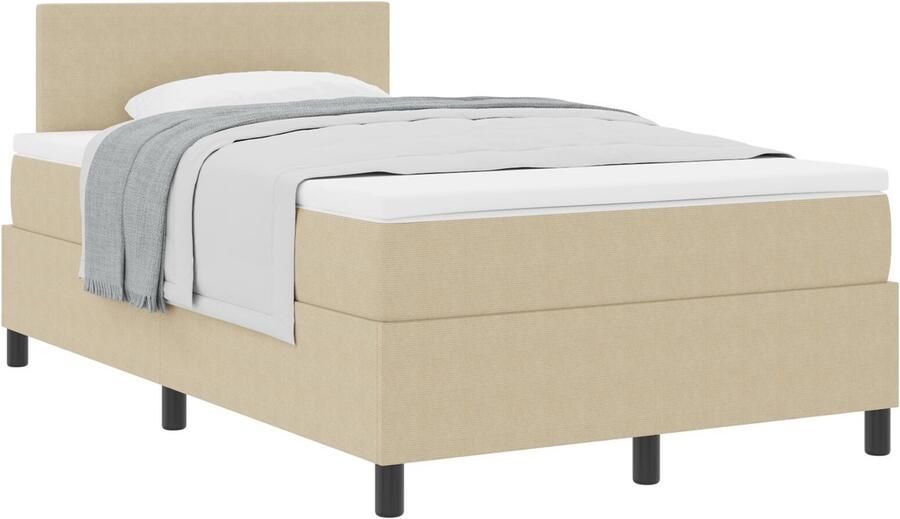 VidaXL Boxspring Bed met Matras Lichtgroen Grijs Klein Dubbel Corduroy Stof - Foto 2
