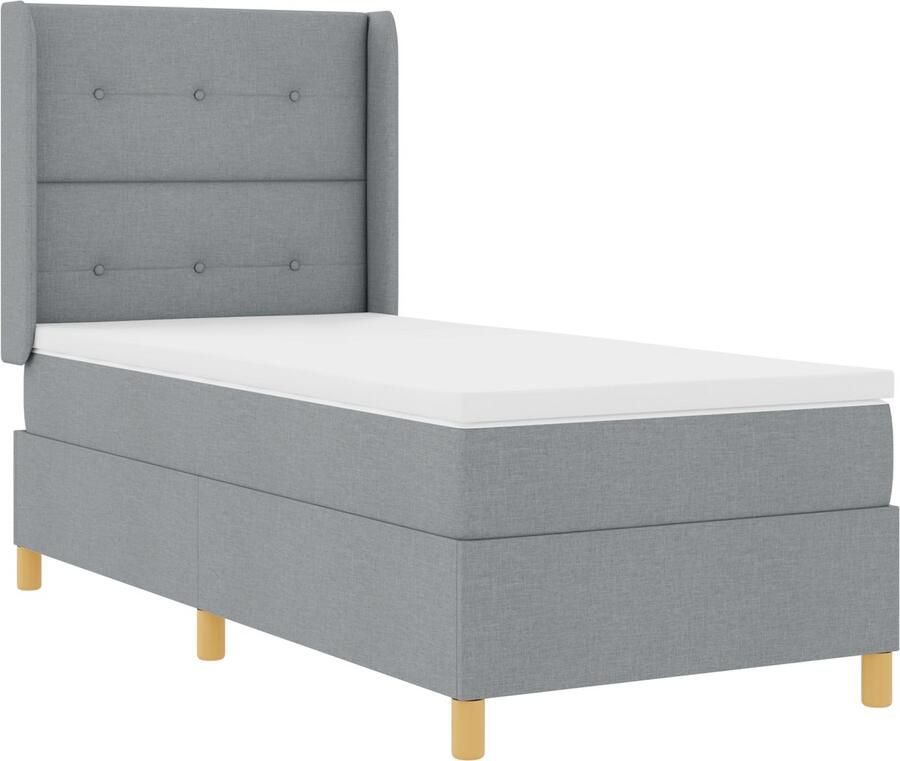 VidaXL Boxspring Bed met Matras & LED Licht Grijs 90x190 cm Stoffering