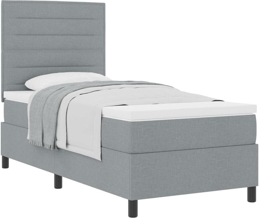 VidaXL Bedframe met Matras Lichtgrijs Stof 100 x 200 cm Bedmatras