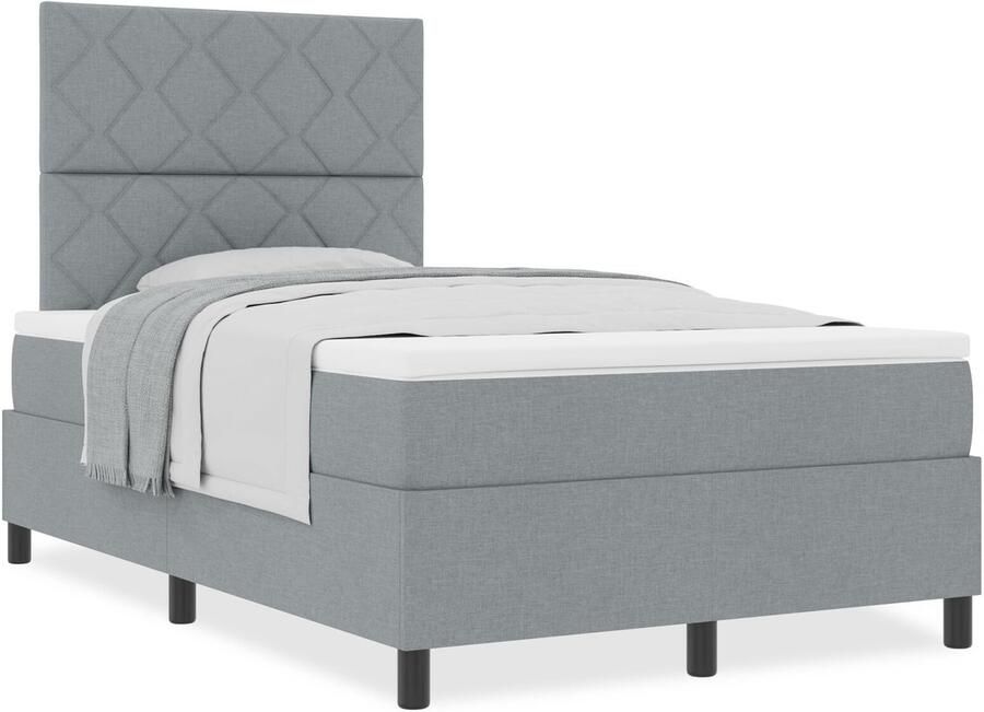 VidaXL Boxspring bed met matras Lichtgrijs 120 x 200 cm Stof - Foto 2