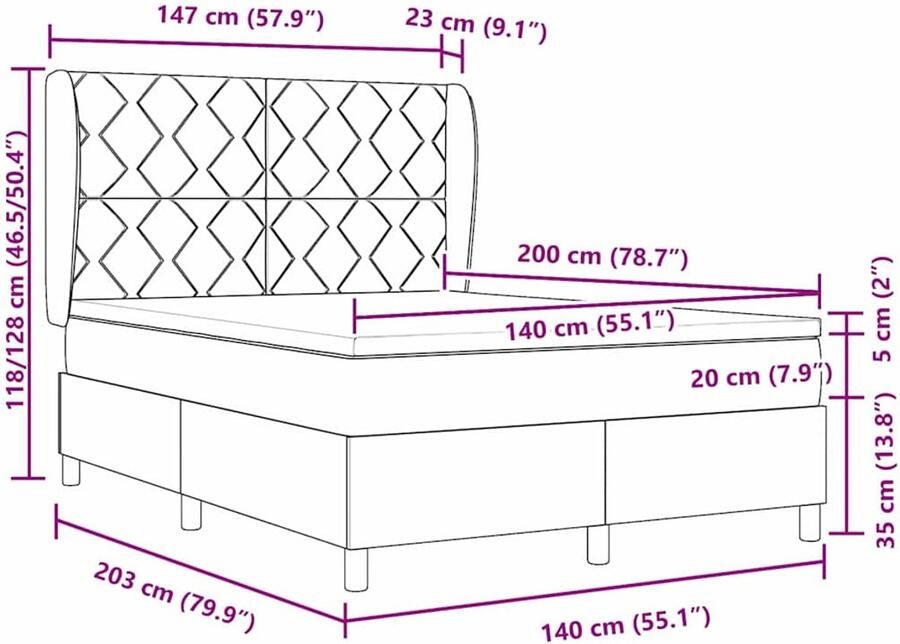 VidaXL Boxspringbed met matras Donkergrijs 90x190 cm Stof Donkergrijs - Foto 2