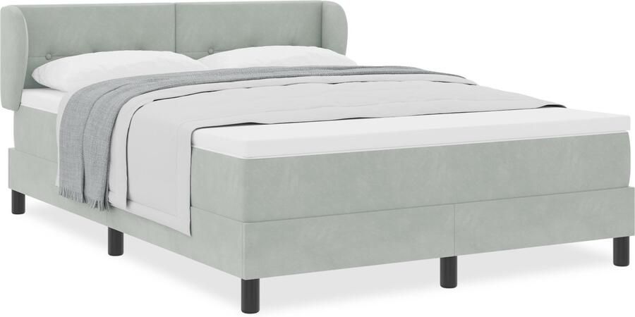 VidaXL Boxspringbed met Matras Donkergrijs 80x200 cm Fluweel - Foto 2