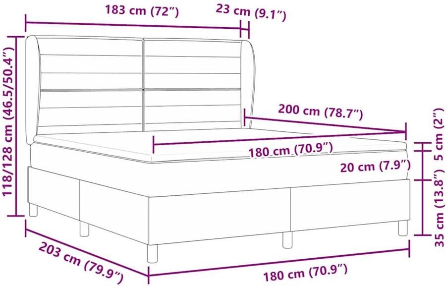 VidaXL Boxspring Bed met Matras Lichtgrijs 180x200 cm Stof