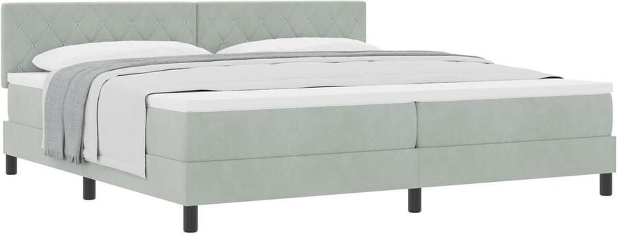 VidaXL Boxspringbed met Matras met matras Lichtgrijs 200 x 200 cm Stof