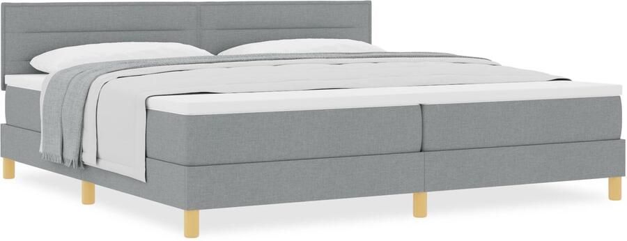 VidaXL Boxspringbed met matras met matras Lichtgrijs 200 x 200 cm Stof - Foto 2