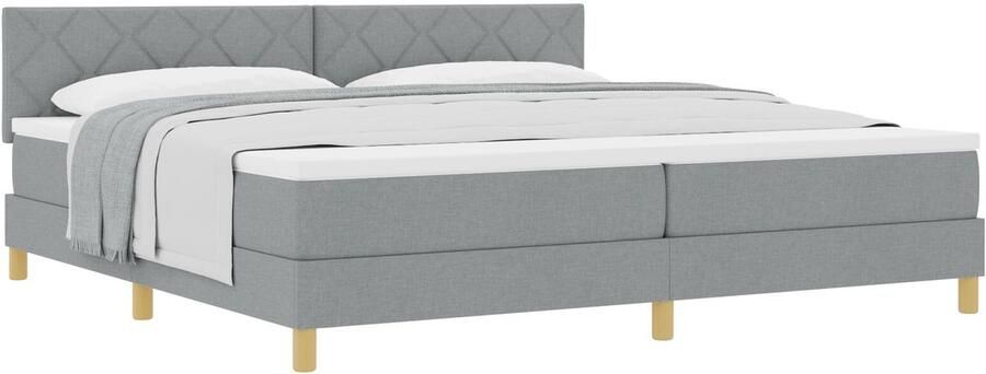 VidaXL Boxspringbed met matras met matras Lichtgrijs 200 x 200 cm Stof - Foto 2