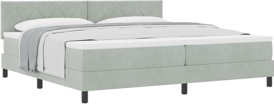 VidaXL Boxspringbed met Matras met matras Lichtgrijs 200 x 200 cm Stof - Foto 2