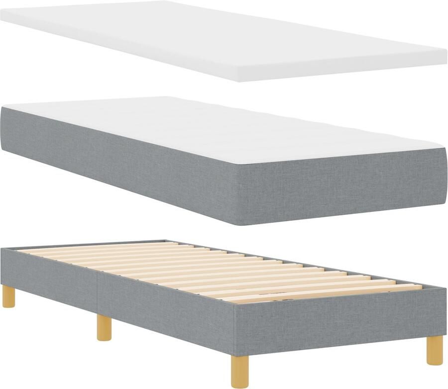VidaXL Boxspring Bed met Matras in Lichtgrijs 80 x 200 cm Stof