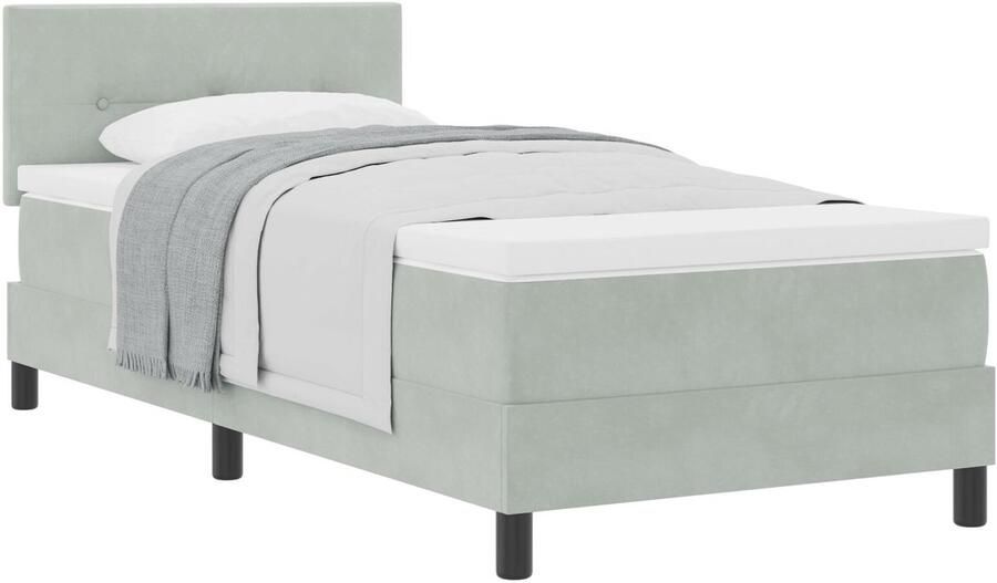 VidaXL Boxspringbed met Matras met matras Lichtgrijs 90 x 200 cm Stof