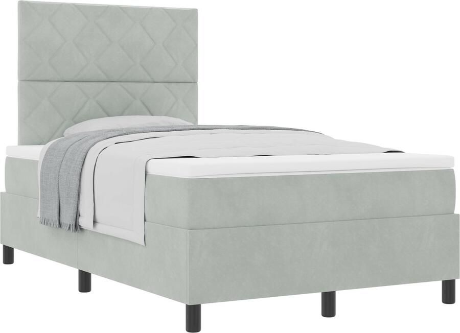 VidaXL Boxspring bed met matras Lichtgrijs 120 x 190 cm Fluweel - Foto 2
