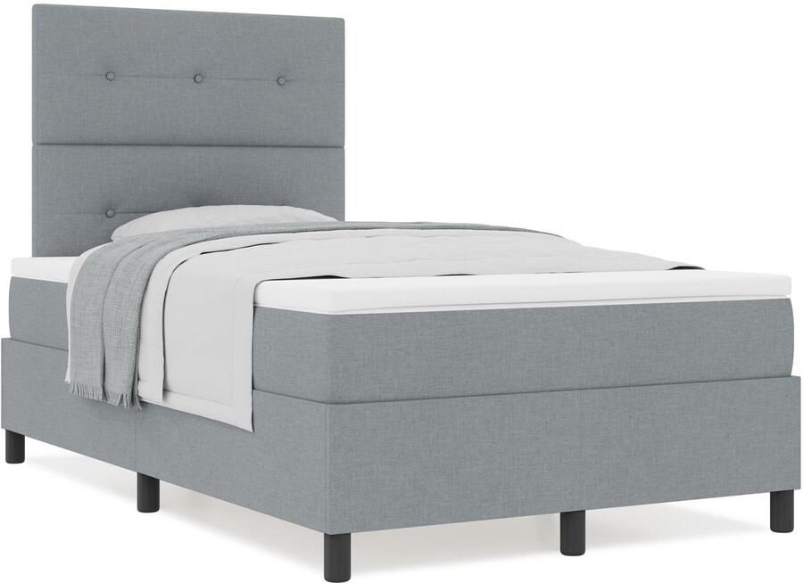 VidaXL Boxspring bed met matras Lichtgrijs 120 x 190 cm Stof - Foto 2