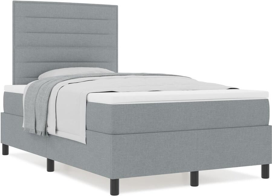 VidaXL Boxspring bed met matras Lichtgrijs 120 x 190 cm Stof - Foto 2