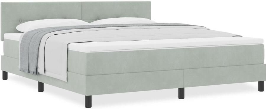 VidaXL Boxspring Bed Lichtgrijs Fluweel 180 x 200 cm Bed Frame - Foto 2
