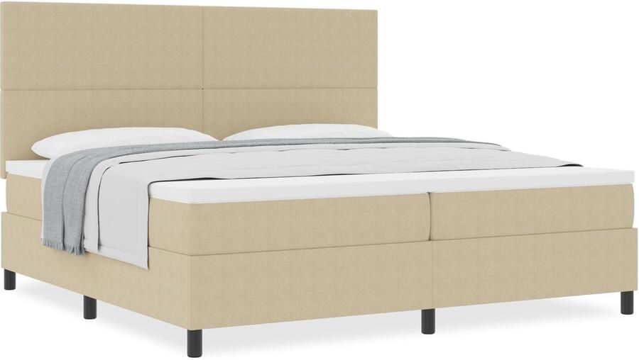 VidaXL Boxspringbed met Matras Lichtgroen Grijs 200x200 cm Korduroy Stof - Foto 2