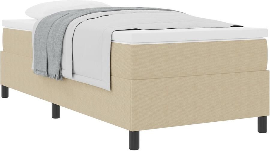VidaXL Boxspring Bed met Matras in Lichtgroen Grijs Eenpersoons van corduroy stof