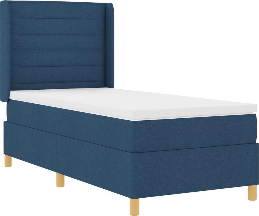 VidaXL Boxspringbed met Matras & LED Blauw 100x200 cm Stof