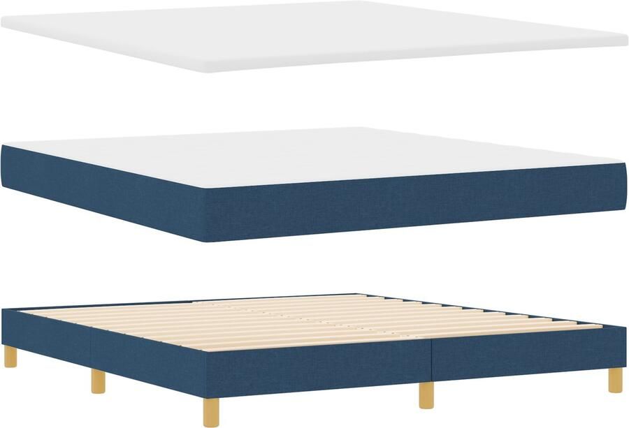VidaXL Boxspringbed met Matras in Blauw 180 x 200 cm Stof