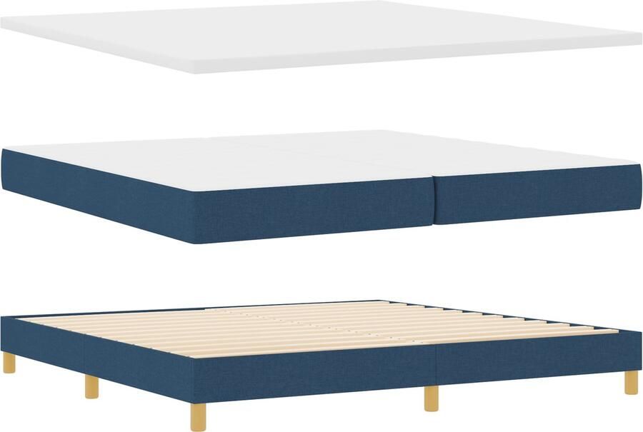 VidaXL Boxspringbed met matras met hoofdeinde Blauw 200 x 200 cm Stof