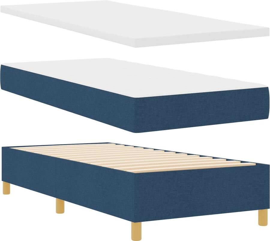 VidaXL Boxspringbed met matras met hoofdeinde Blauw 90 x 200 cm Stof