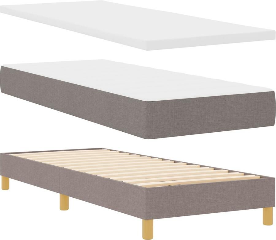 VidaXL Boxspringbed met matras met hoofdeinde Taupe 80 x 200 cm Stof