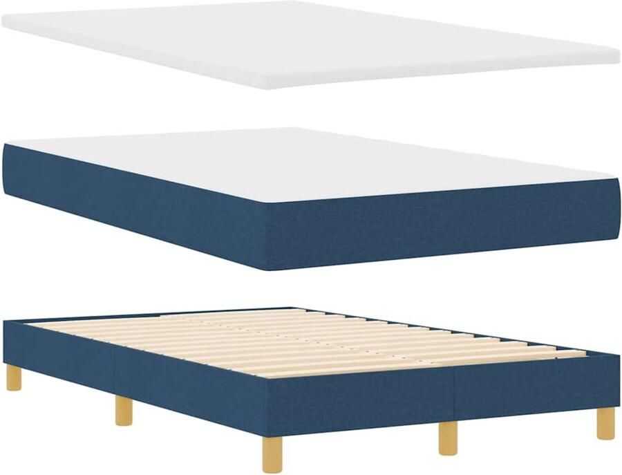 VidaXL Boxspringbed met matras met matras Blauw 120 x 190 cm Stof