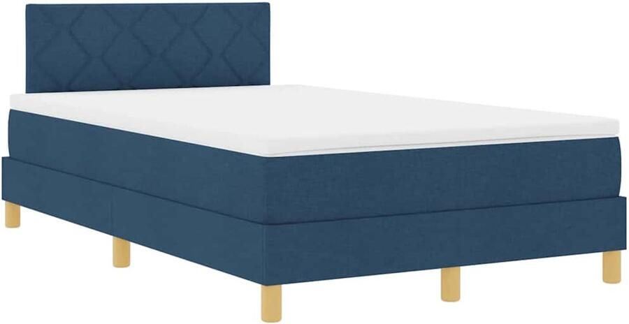 VidaXL Boxspring bed met matras met hoofdeinde Blauw 120 x 190 cm Stof