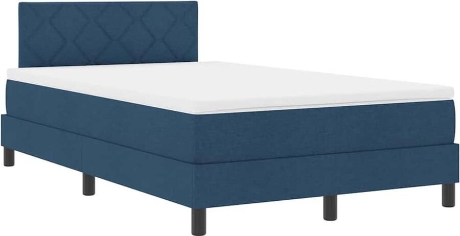 VidaXL Boxspring bed met matras met hoofdeinde Blauw 120 x 190 cm Stof
