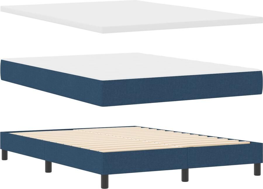 VidaXL Boxspring Bed met Matras Blauw 140x190 cm Stoff