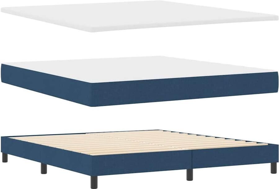 VidaXL Boxspringbed met matras met matras Blauw 180 x 200 cm Stof