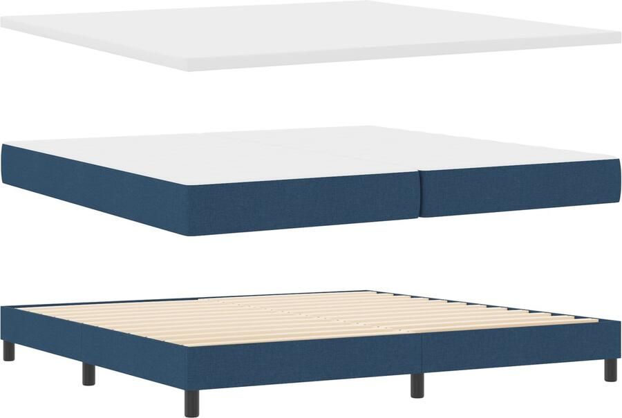 VidaXL Boxspring Bed met Matras in Blauw 200cm x 200cm Van Stof