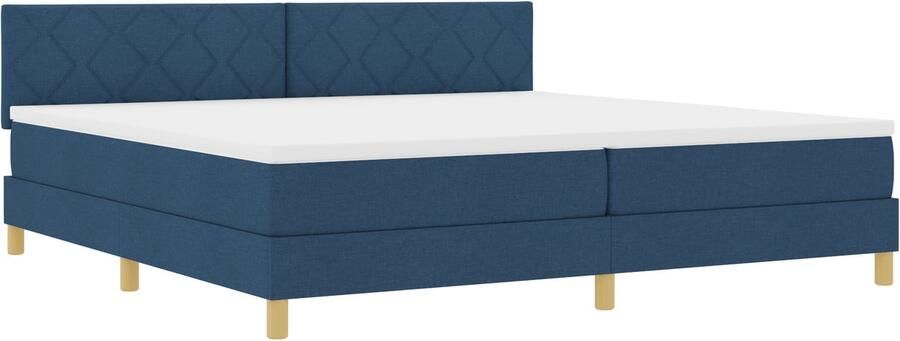 VidaXL Boxspringbed met Matras Crème 90x200 cm Stof Blauw 200 x 200 cm - Foto 7