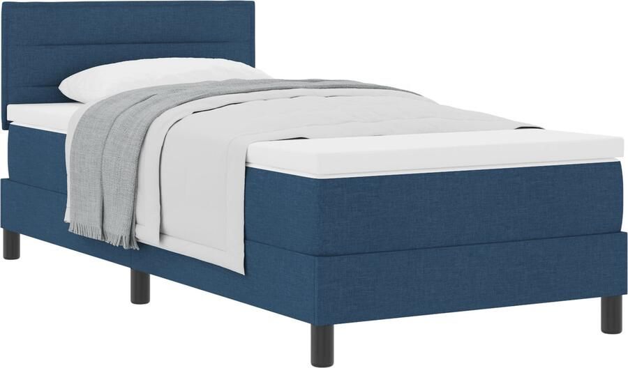 VidaXL Boxspringbed met matras met matras Blauw 90 x 190 cm Stof