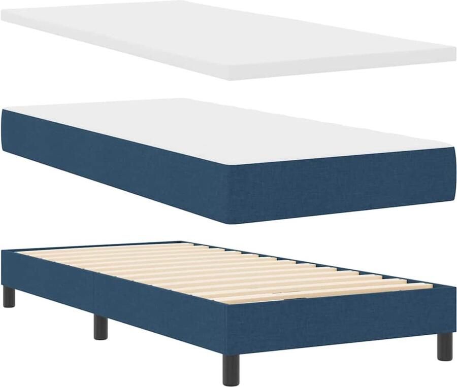 VidaXL Boxspring bed met matras met hoofdeinde Blauw 100 x 200 cm Stof
