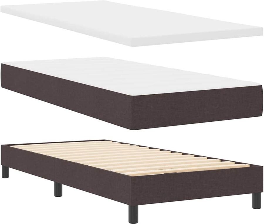 VidaXL Boxspringbed met matras Donkerbruin 100 x 200 cm Stof