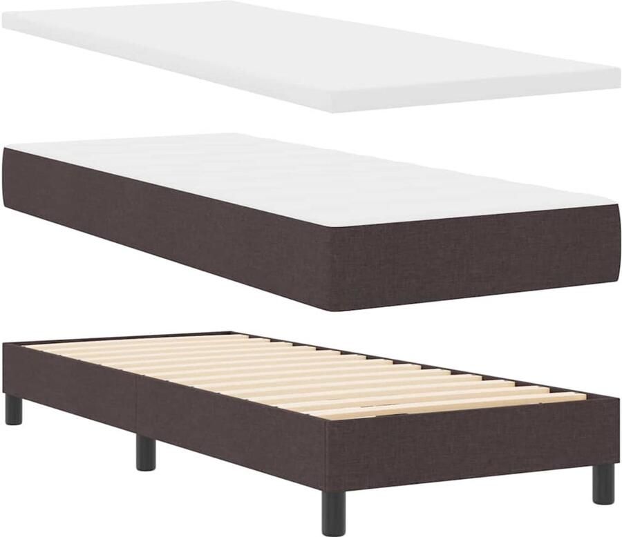 VidaXL Boxspringbed met matras met matras Donkerbruin 80 x 200 cm Stof