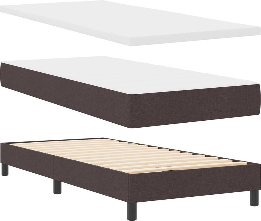 VidaXL Boxspringbed met matras met matras Donkerbruin 160 x 200 cm