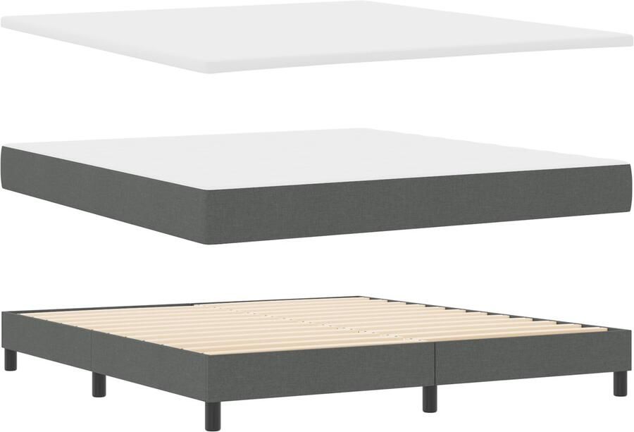 VidaXL Boxspringbed met Matras Donkergrijs 180 x 200 cm Stof