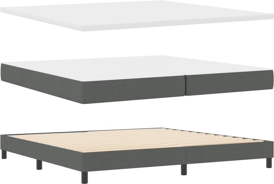 VidaXL Boxspringbed met matras Donkergrijs 200x200 cm Stof Hoofdbord Diamantblokdesign Donkergrijs 200 cm Stof