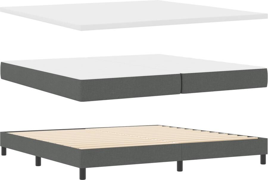 VidaXL Boxspringbed met Matras in Donkergrijs 200 x 200 cm van Stof