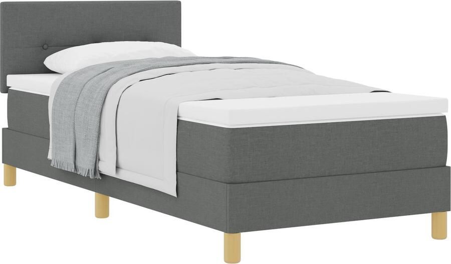 VidaXL Boxspringbed met matras met matras Donkergrijs 90 x 190 cm Stof