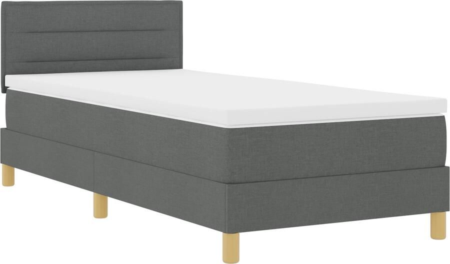 VidaXL Boxspringbed met Matras & LED Donkergrijs 100x200 cm Stof