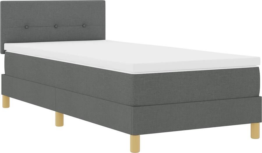 VidaXL Boxspringbed met Matras & LED Donkergrijs 100x200 cm Stof