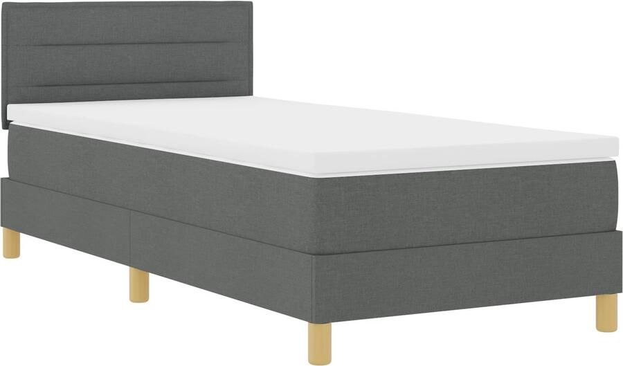 VidaXL Boxspringbed met matras met matras Donkergrijs 90 x 200 cm Stof