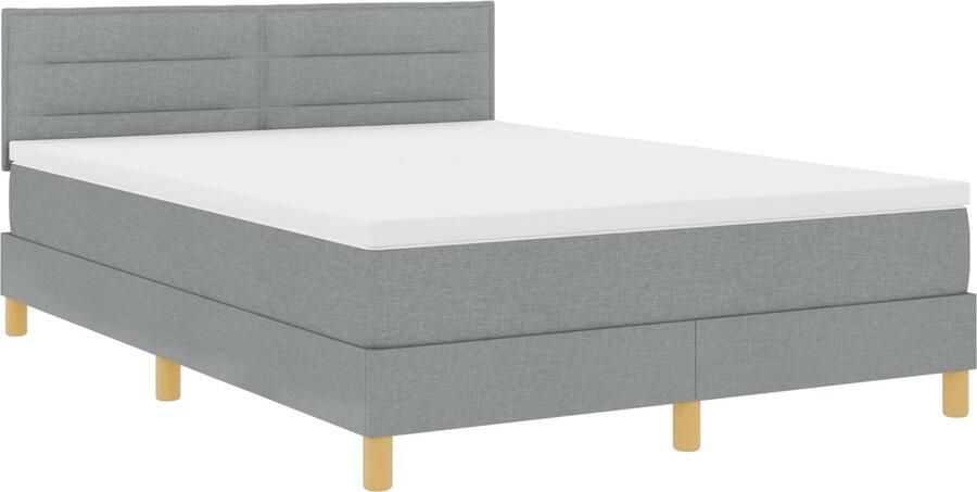 VidaXL Boxspring Bed met Matras Lichtgrijs 140x190 cm Stof