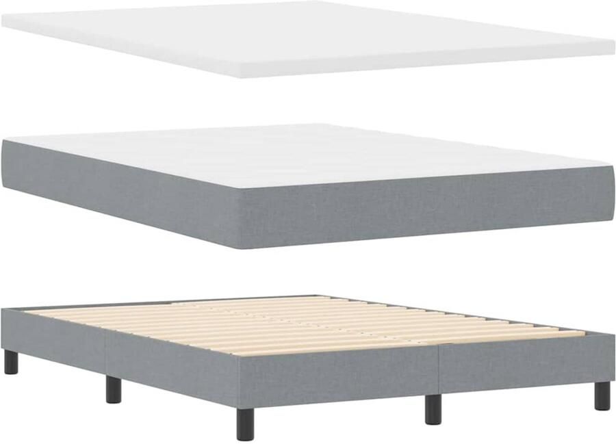 VidaXL Boxspringbed met matras met matras Lichtgrijs 140 x 190 cm Stof